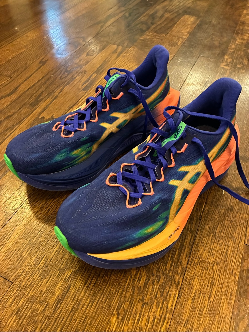 Asics Superblast 3 Running Shoes - Blue with Orange & Green colorway